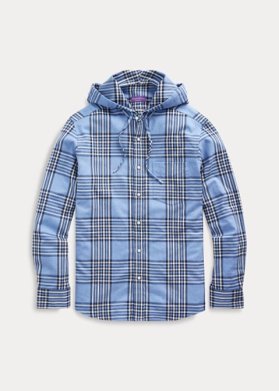 Men's Ralph Lauren Plaid Twill Hooded Shirts | 092576SON